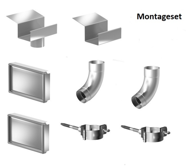 Montageset für Kastendachrinne Simpel Aluminium Natur